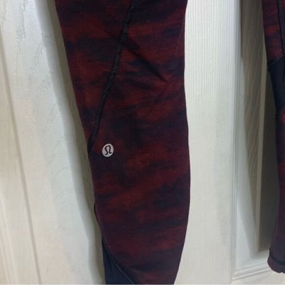Lululemon Inspire Tight II Power Luxtreme Hazy Days Black Deep Rouge / Black 4 - Picture 4 of 9